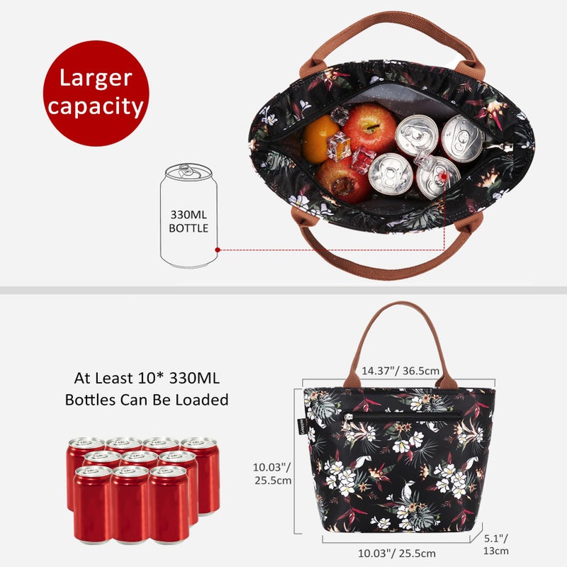 Gloppie Lunch Bag Women Insulated Lunch Box for Women Leakproof Lunch Tote White Flower - Image 3